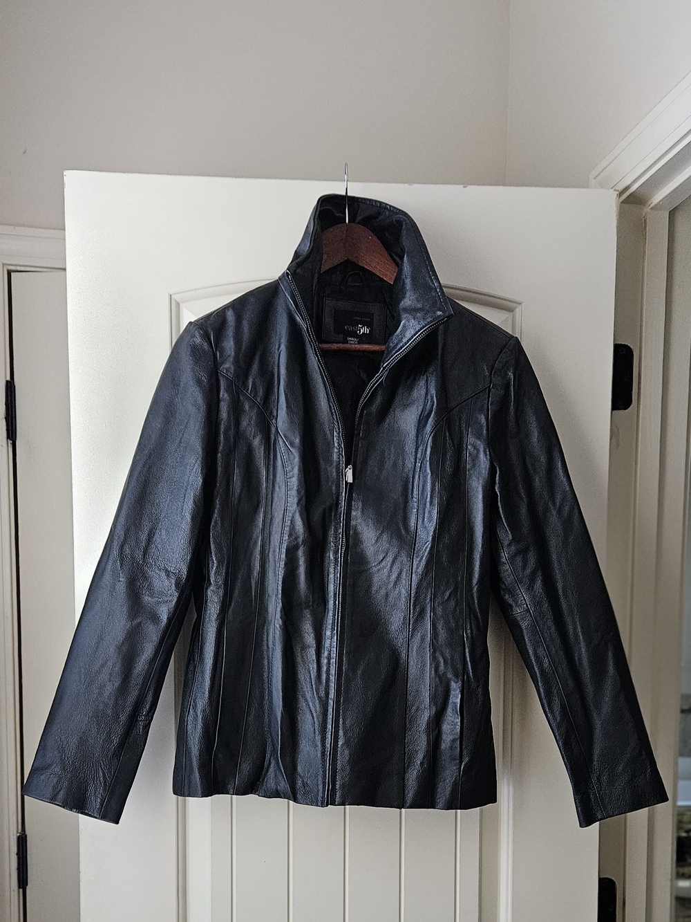 East 5th Black Leather Zip-Front Jacket
